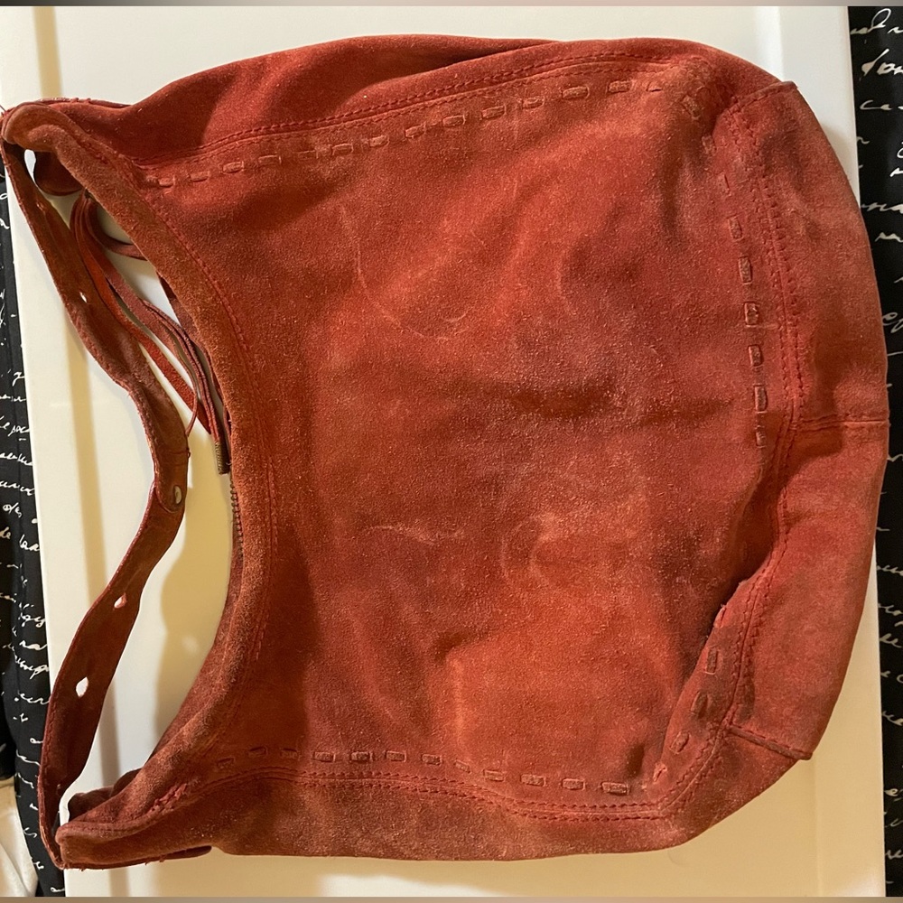 Lucky Brand Red Suede Shoulder Bag